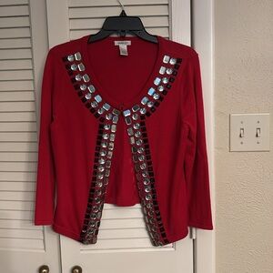 Christmas red cotton & silk sweater.